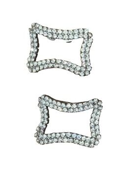 Vintage MUSI Crystal Rectangular Open-Frame Shoe Clips